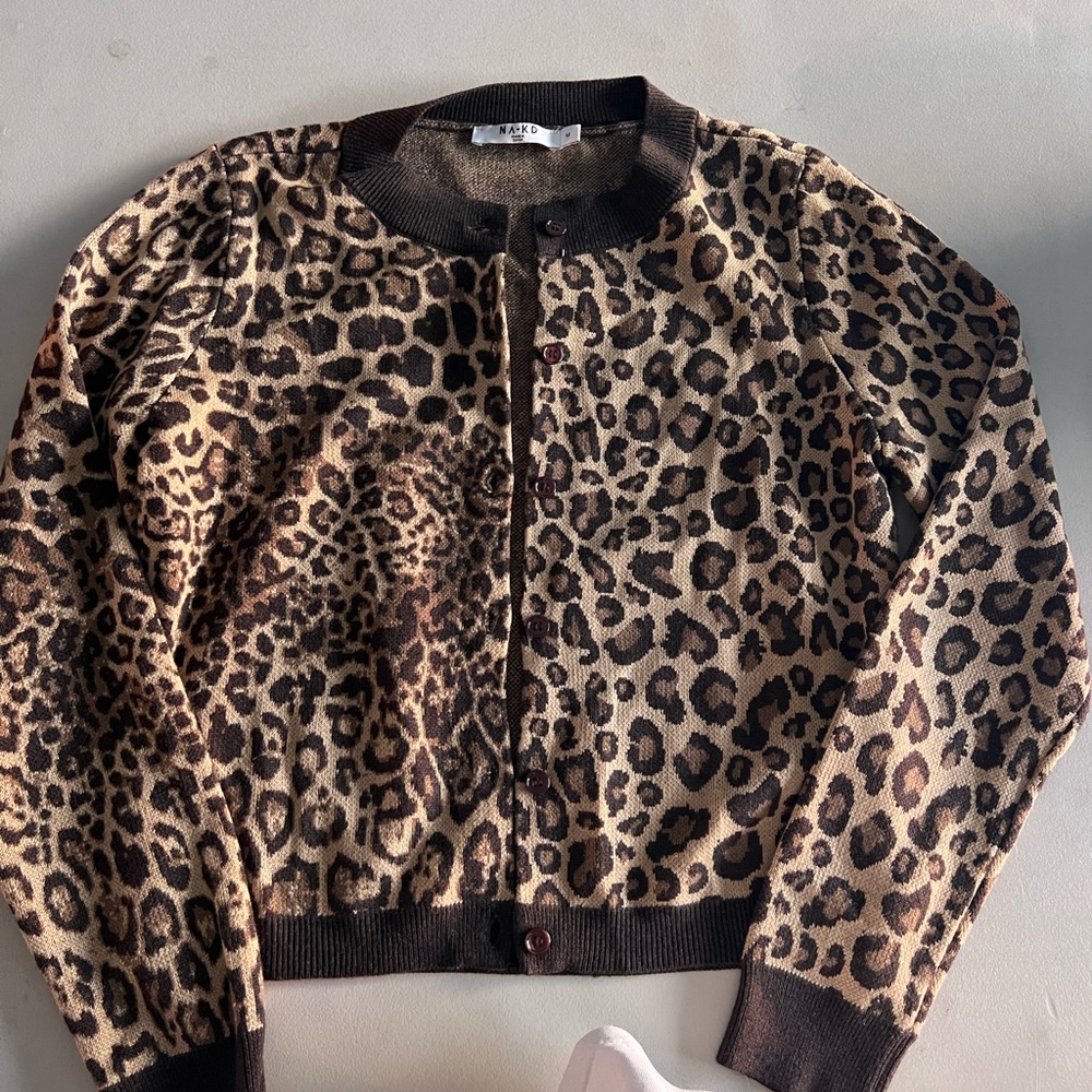 N.A.K.D cheetah print cardigan